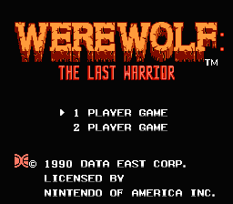 Werewolf: The Last Warrior title screenshot